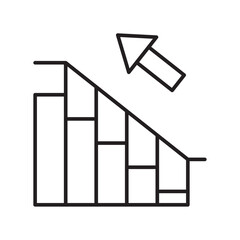 Growth chart line icon, business success outline, upward arrow progress.