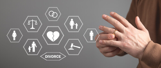 Divorce concept. Family divided. Law and justice