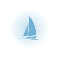 Simple Minimalist Sailboat Icon with Triangle Sail