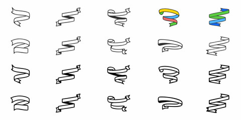 Elegant ribbon banner set for creative design projects, perfect for adding stylish accents to invitations, websites, and marketing materials, conveying messages with flair