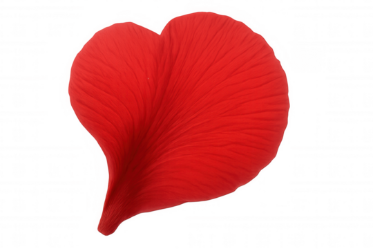 Red flower petal creating heart shape, symbolizing love and romance on transparent background for valentine's day - Powered by Adobe