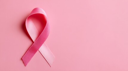 Breast cancer awareness pink ribbon template with copy space background. Support and solidarity concept for healthcare campaigns, medical awareness, and charitable fundraising projects