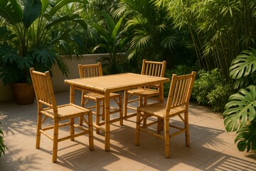 Obraz premium Bamboo Table on Outdoor Terrace