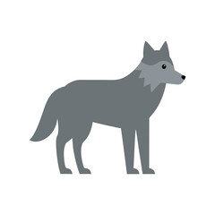 Vector art of gray wolf standing in simple flat vector style