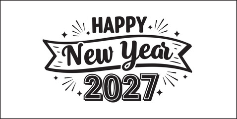 Fototapeta premium Happy New Year 2027 Festive Typography celebration