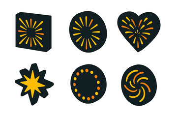 Abstract explosion shapes and decorative elements for festive occasions