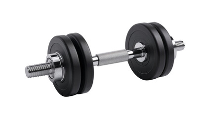 Single dumbbell with black weights isolated on a black background for fitness