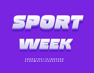 Obraz premium Vector Trendy poster Sport Week. Modern Dynamic Font. Unique 3D Alphabet Letters and Numbers set