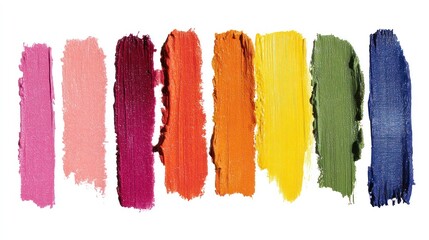 Fototapeta premium Vibrant color palette with various paint strokes on a white background