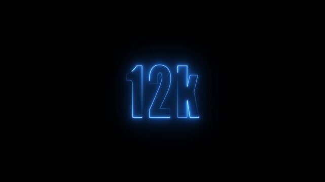 12k celebration neon text animation 4k video. Followers, like, subscribe, light, typography video in black background..4K Motion.