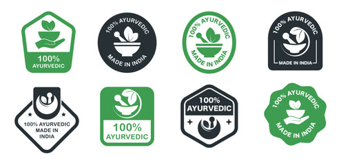 Ayurvedic made in india symbol set