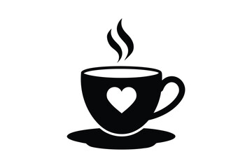 Fototapeta premium Coffee Cup silhouette vector bundle, Set of Valentine Coffee Cup silhouette vector 