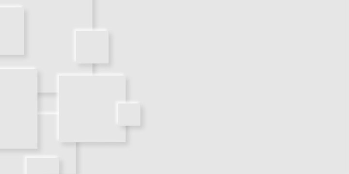 Abstract white rectangle shape geometric line background. abstract seamless modern white and gray color technology concept geometric rectangle vector background neomorphism style poster, banner design