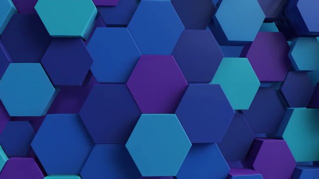 Hexagonal geometric shapes slowly shift, tile, and reconfigure across a flowing abstract background in timelapse grid, motiongraphic, evolving