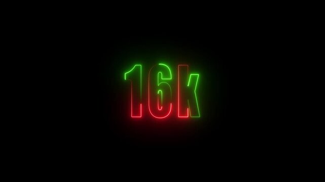 16k celebration neon text animation 4k video. Followers, like, subscribe, light, typography video in black background