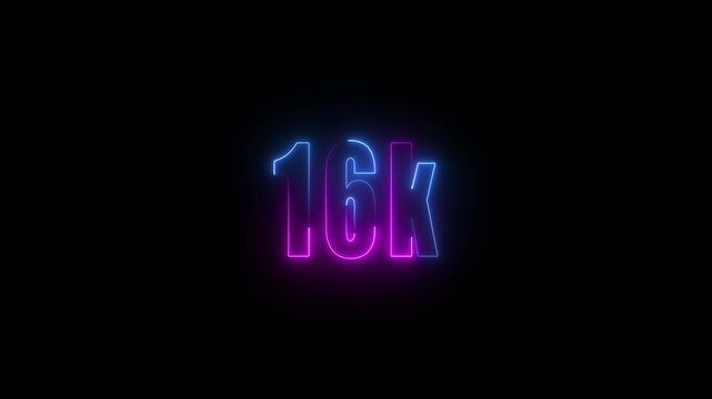 16k celebration neon text animation 4k video. Followers, like, subscribe, light, typography video in black background