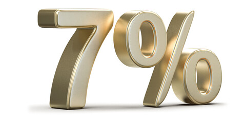 Golden 3D Seven Percent Symbol on Neutral Background