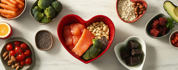 Heart-Healthy Foods in Red Bowl
