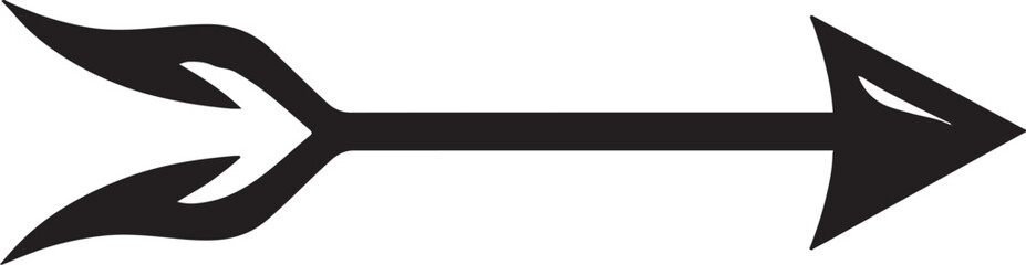 PrintSimple black arrow with leafy fletching pointing right