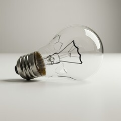 Broken Glass Lightbulb on White Surface Idea Concept