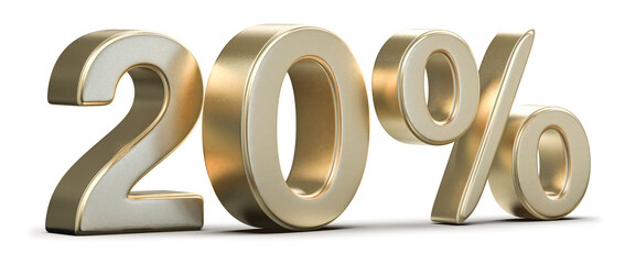 Golden 20% Discount Sale Promotion Isolated on Background