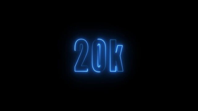 20k celebration neon text animation 4k video. Followers, like, subscribe, light, typography video in black background.90k followers Celebration text animation.4K Motion.