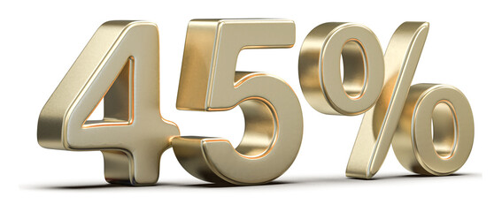 Golden 45 Percent, Forty Five Percentage Sign, Discount Sale Symbol