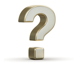 3D Golden Question Mark Symbol on Neutral Background