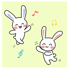 踊るうさぎ白色