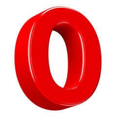 Shiny Red 3D Letter O on Black and White Background