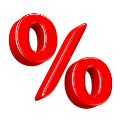 Shiny Red 3D Percentage Symbol for Sales and Discounts
