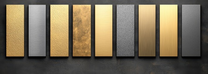 Metallic Surface Samples in Various Finishes and Textures