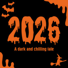 Creepy 2026 Halloween themed graphics for party invitations design