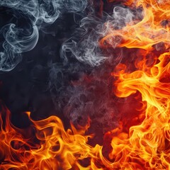 Fototapeta premium Flames and Smoke on Dark Background for Abstract Visual Effects