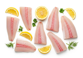 Raw Fish Fillets and Lemon

