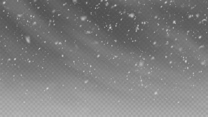 Png Falling snow on transparent background. Light snowfall, snowflakes, Snow flakes, snow background. Bokeh lights.
