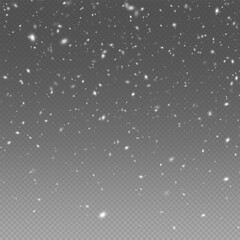 Png Falling snow on transparent background. Light snowfall, snowflakes, Snow flakes, snow background. Bokeh lights.
