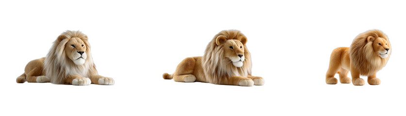 Obraz premium Set of Majestic Lion King of Beasts with Golden Mane