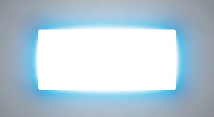 Fototapeta premium Glowing white rectangle with blue edges on a gray background, creating a modern and minimalist aesthetic