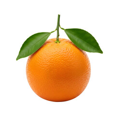 Fresh Orange with Leaves Isolated on transparent Background