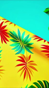 Seamless tropical background with palm trees, floral and leaf illustration for spring or summer design and wallpaper