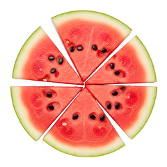 Watermelon Slices Arranged in Circle Isolated on White Background