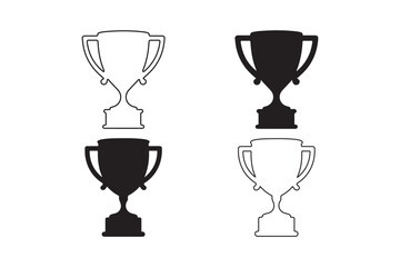 Four trophy icons in silhouette and outline styles