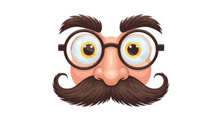 Obraz premium A humorous novelty disguise mask featuring large expressive eyes a prominent nose and a bushy mustache.