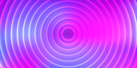 Iridescent futuristic hypnotic colorful neon concentric circles with smooth gradient transitions. Bold dynamic design blending radiant neon tones for modern visual art project. Vector illustration