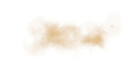 Gold Dust and Smoke Burst Overlay Realistic Dirty Air and Sand Explosion Element on Transparent Background