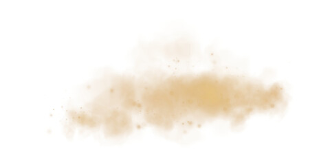 Gold Dust and Smoke Burst Overlay Realistic Dirty Air and Sand Explosion Element on Transparent Background