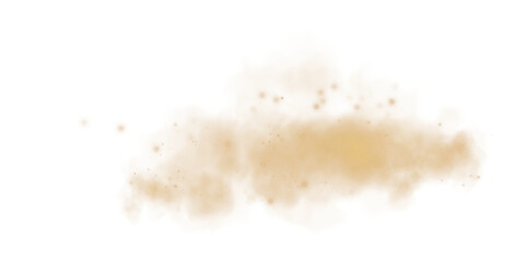 Gold Dust and Smoke Burst Overlay Realistic Dirty Air and Sand Explosion Element on Transparent Background