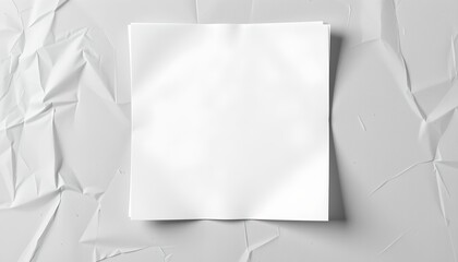 Two white papers with slight crumpling, placed in the center against a gray background that mimics the appearance of a textured surface.