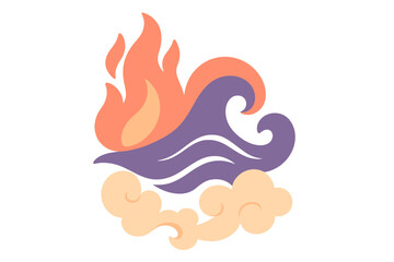 Fototapeta premium Stylized abstract design representing the natural elements of fire water and air